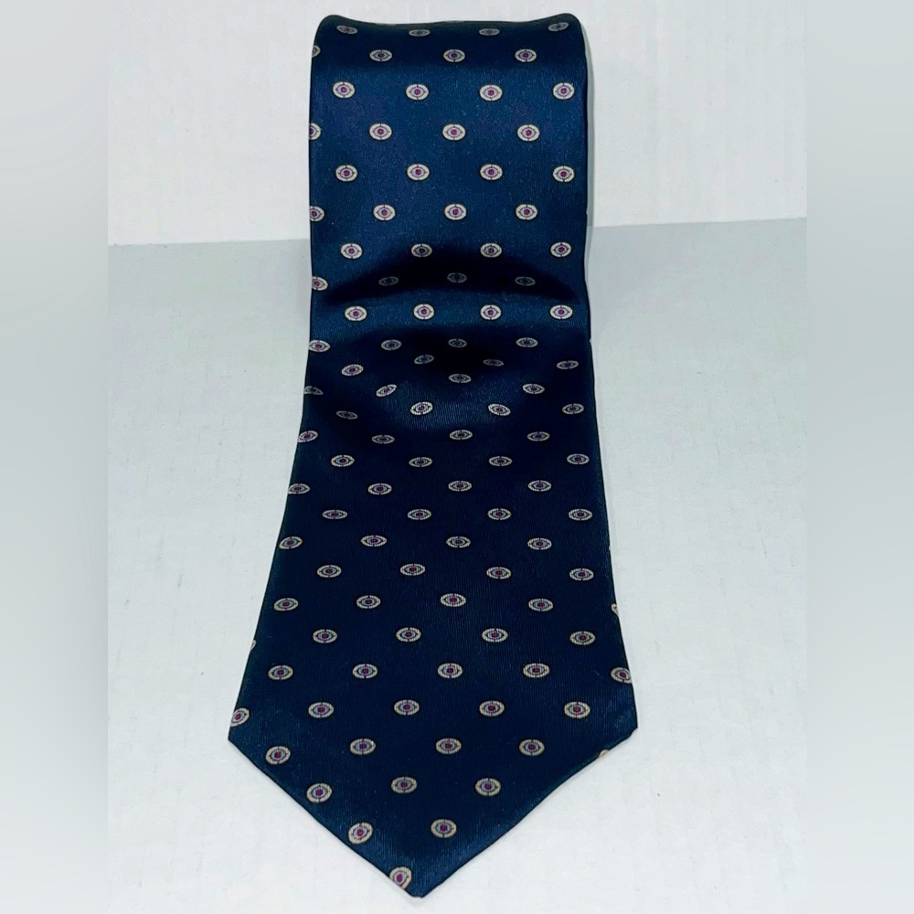 Hardy Amies London  100% Silk Tie navy Bleu Ted Tone Business